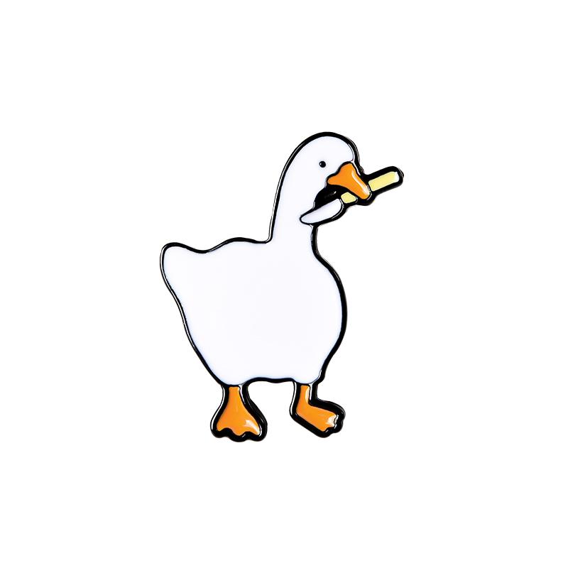 Naughty Goose Enamel Brooch, Cartoon Animal Shaped Badge, Bag Lapel Accessory, Creative Jewelry Gift