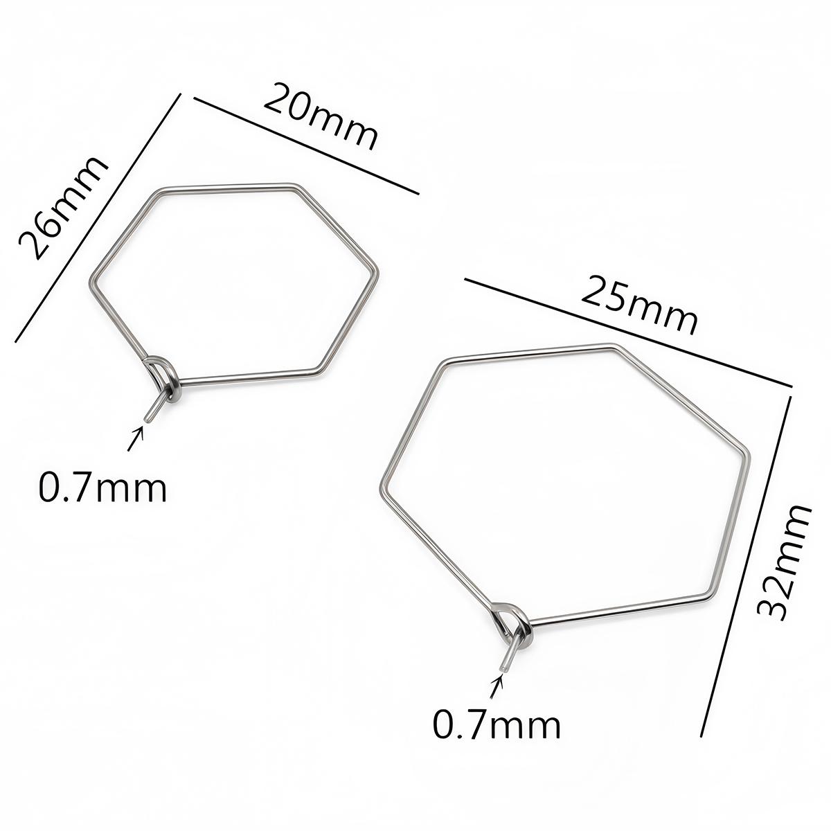 20-30pcs Stainless Steel Big Circle Wire Hoops Earrings Loop Hexagon Ear Hoops for DIY Dangle Earring Jewelry Making Supplies 0.7x20x26mm