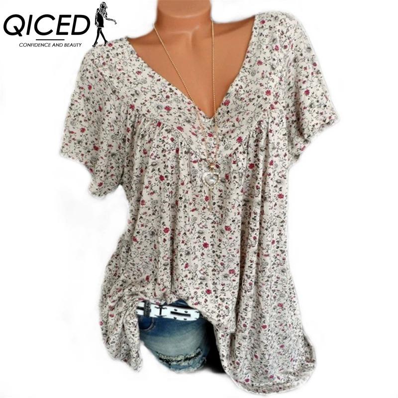 QICED Dame Mote Casual Kortermet V-hals Bluser & Skjorter