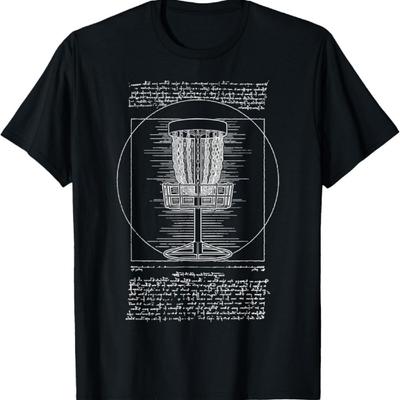 Vitruvian Disc Golf Basket Funny Leonardo Da Vinci Vintage T-Shirt