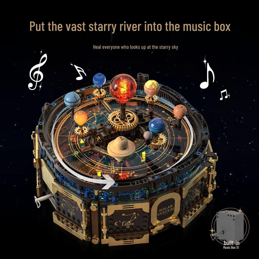 Luminous Solar System Music Box Educational Building Blocks Puzzle Toy