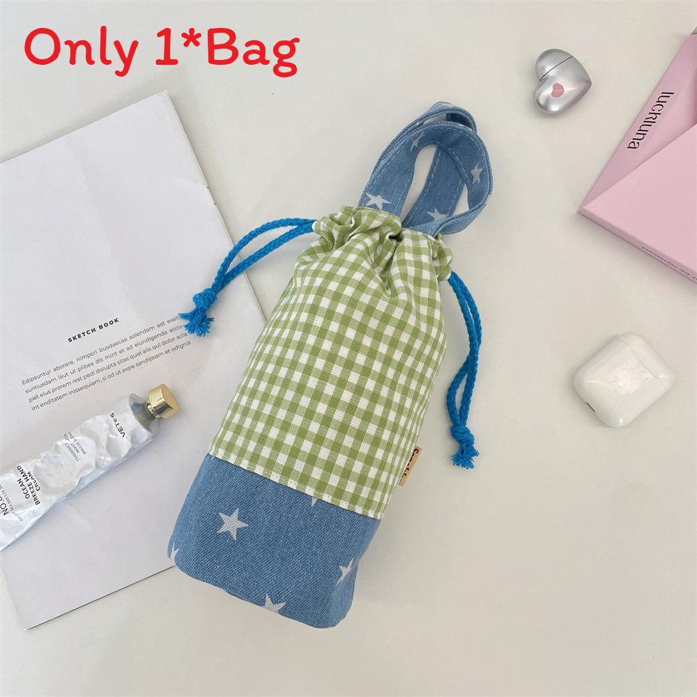 Modern Minimalist Polyester Insulated Water Bottle Bag With Drawstring For Outdoor Sports Use