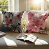 Beautiful Cherry Blossoms Cushion Cover Pillowcase Antidustmite Invisible Zipper Short Plush Sofa Cushion