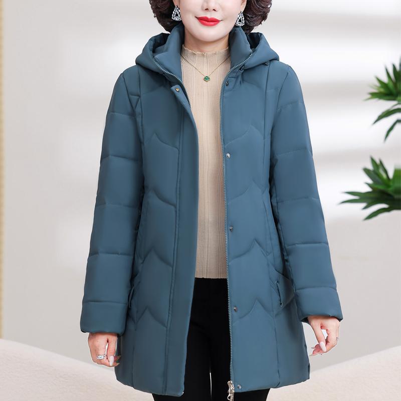 Middle Age Women's Puffer Jackets Winter Vintage Parkas Hooded Plus Size Elegant Thick Warm Down Coats Woman Outerwears