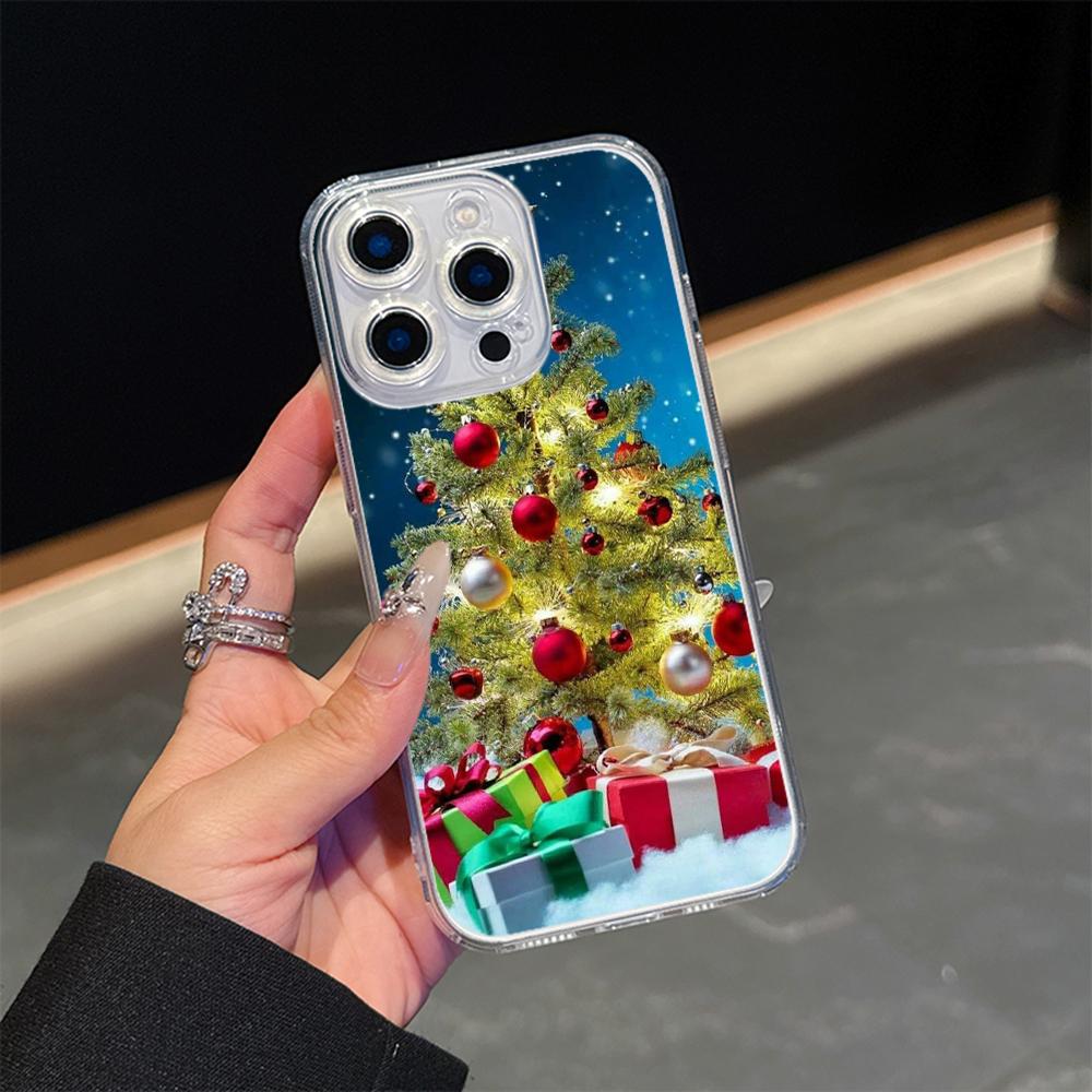 Ae118 Merry Christmas Santa Art Magsafe Transparent Cases for Samsung S23 S24 Ultra S20 S21 FE iPhone 16 Pro Max Magnetic Wireless Charge Back Cover