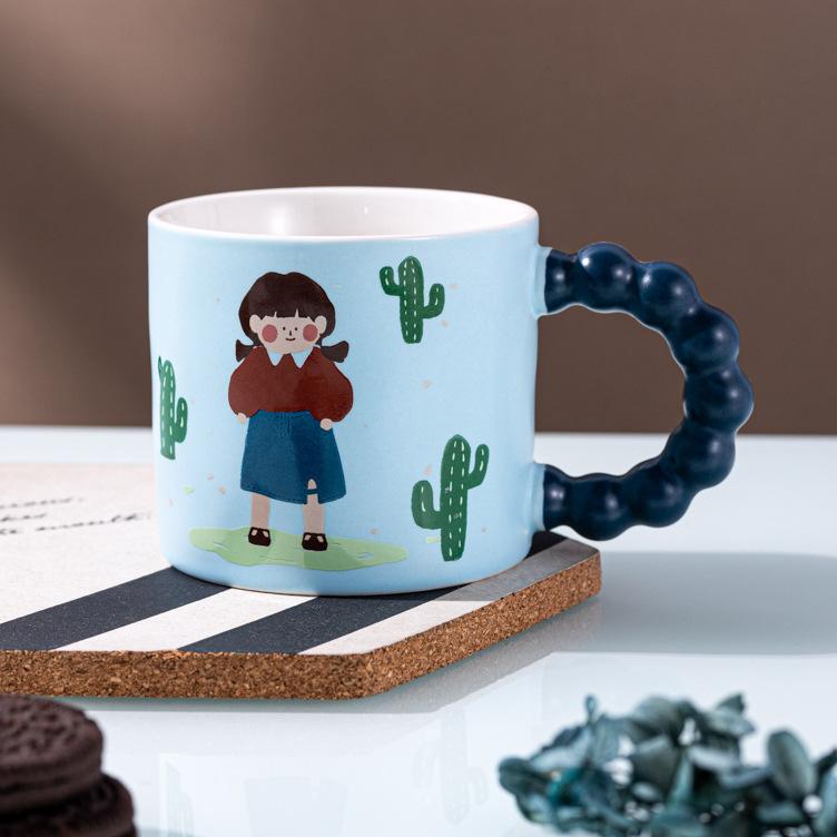 Cute Girl Ceramic Mug Coffee Cup Girl Heart High Looking Water Cup Creative Souvenir Cup Souvenir Gift