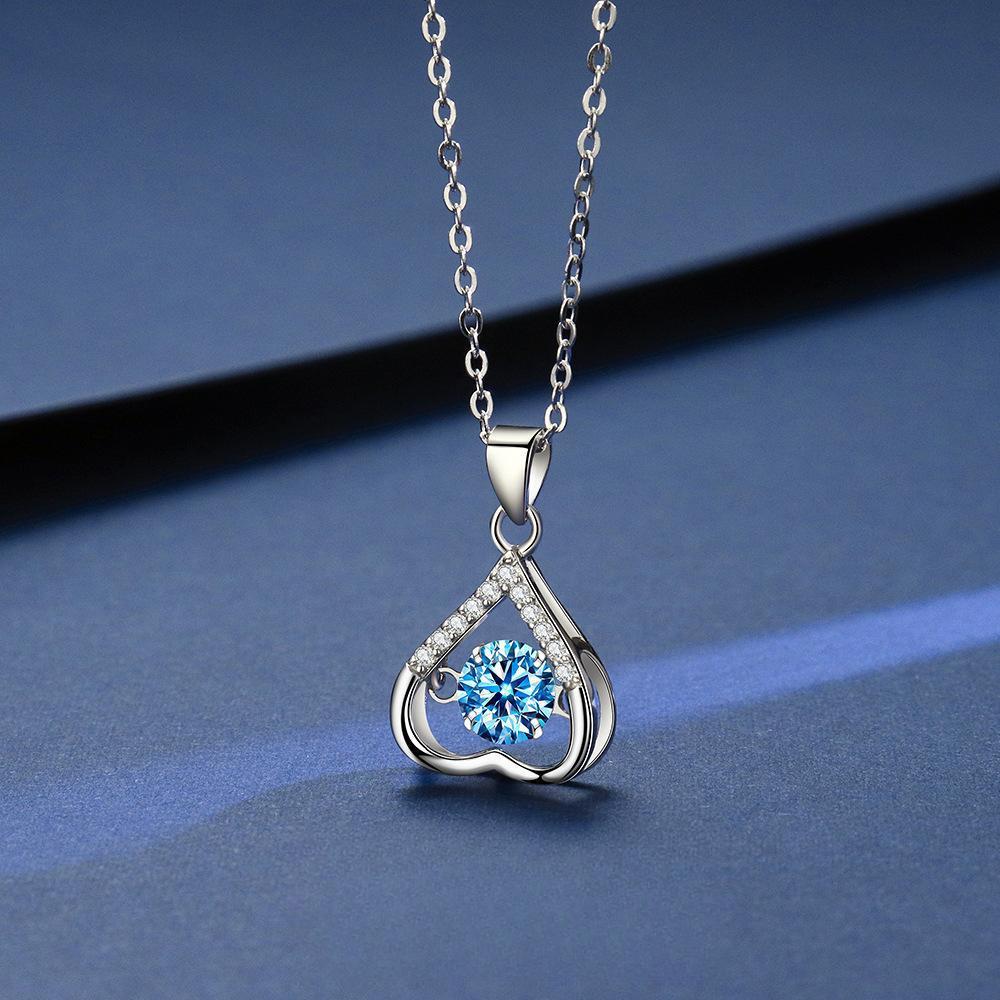 Heart-shaped Smart Diamond Necklace Female Ins Design Feeling Beating Heart Pendant Collarbone Chain for Girlfriend