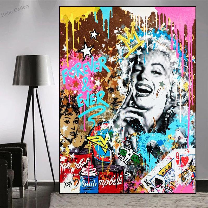 

Graffiti Oil Painting Pop Queen s Wall Art Hepburn Marilyn Monroe Poster