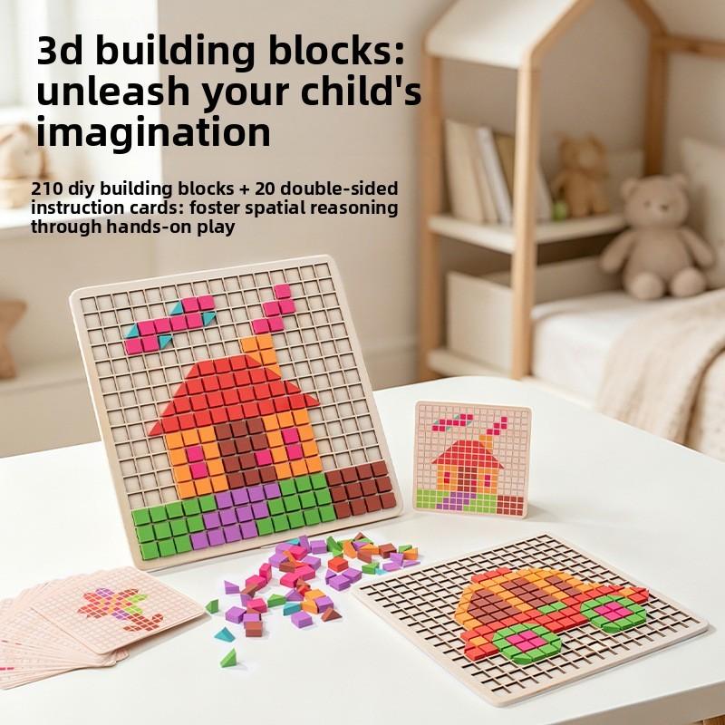 Wooden Puzzle Blocks For Kids Creative Thinking And Logic Development Toy For Preschool Children