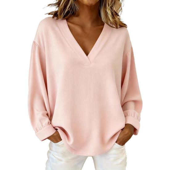 Dámské topy Výstřih do V Dlouhý rukáv Volný střih Pulovrové topy Jednobarevné Ležérní halenka Práce Párty Rande