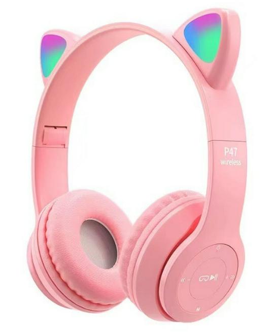 Cartoon Luminous Cat Ears Wireless Bluetooth Stereo Headphones P47M