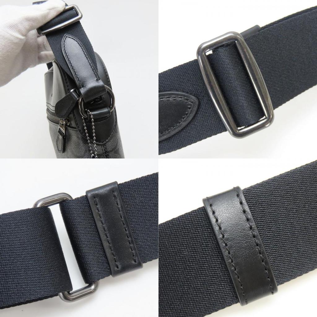 Used COACH Shoulder Bag 4010 Signature PVC/leather Black Dark Gray Casual