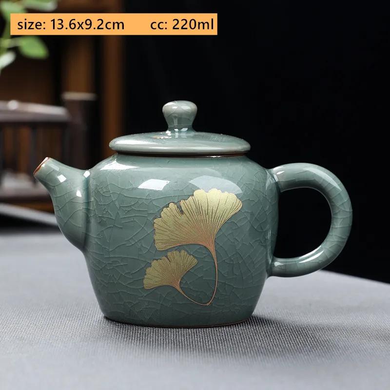 High-grade Retro Ceramics Tea Pot Chinese Tea Set Gaiwan Customized Ice Crack Glaze Teapot Exquisite Handmade Home Drinkware