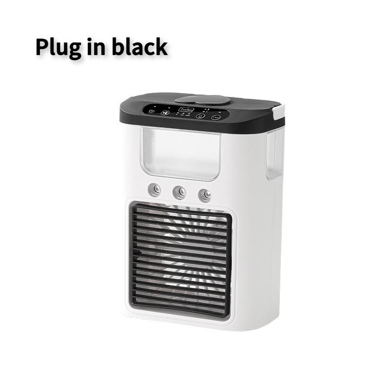 New mini portable three spray household humidifier fan, USB spray fan, LED night light, air cooler, desktop air cooler