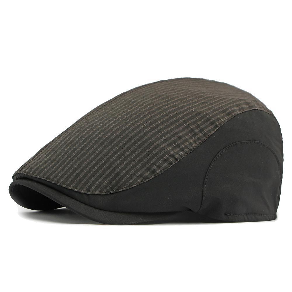 Spring Summer Thin Men's Forward Cap Quick-Drying Breathable Striped Newsboy Cap Retro Beret