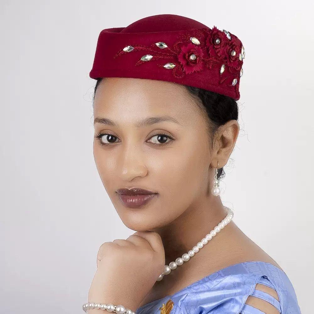 Vintage Pillbox Hat Flower Airline Stewardess Caps Uniform Stewardess Hat Felt Beret Live Show