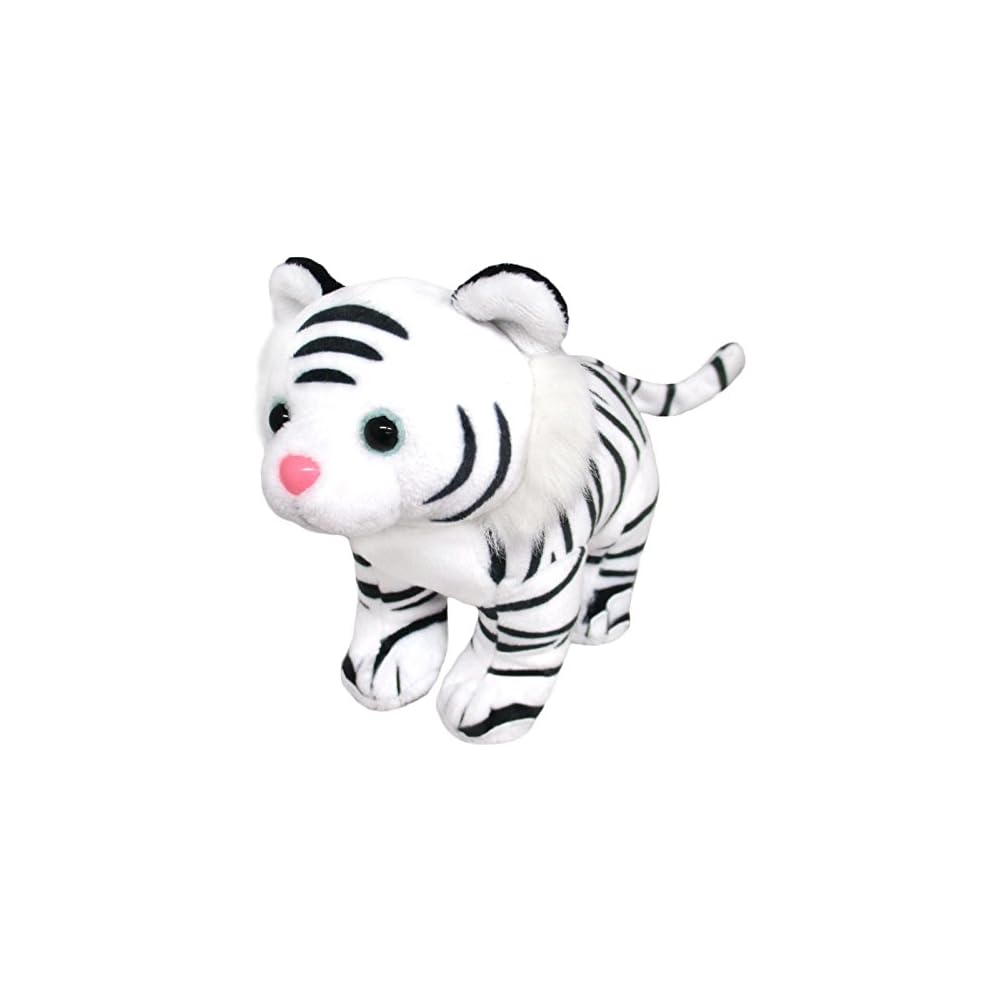 Sanei Boeki Original Plush Toy Purlun Animal White Tiger 6.5x15x11.5cm