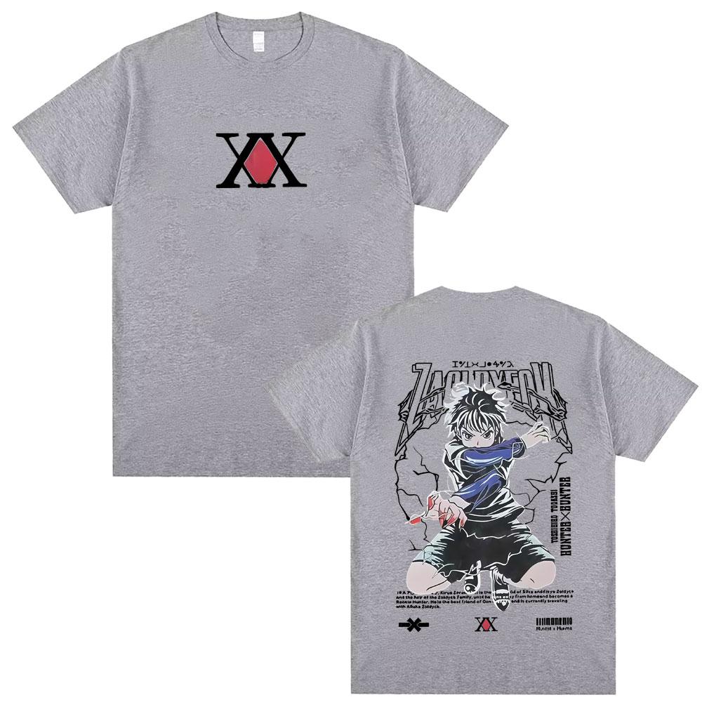 Anime Hunter X Hunter Graphic Tshirt Killua Zoldyck Double Sided Print T Shirts Men Women Casual Oversized Crewneck Tshirts