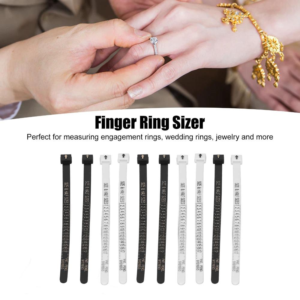 10pcs Plastic Ring Sizer Tool Clear Printing Ring Measurement Tool Finger Measuring Gauge  For Men