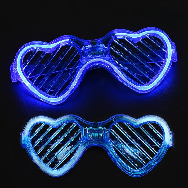 Light Up LED Glasses 5 Colors Heart Shape Glow Glasses Glow In The Dark Party Supplies Neon Party Favors for Kids Adults