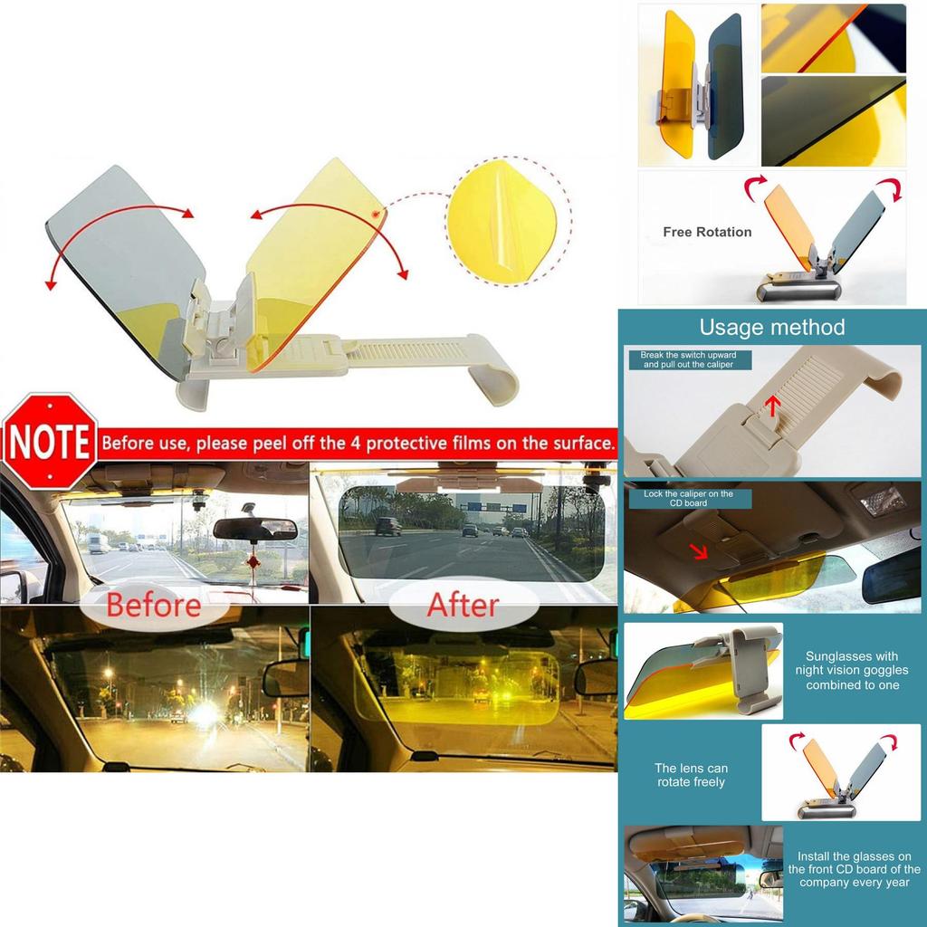 Visiera Parasole Anti-riflesso per Auto Giorno e Notte e Occhiali per Visione Notturna per una Guida Sicura