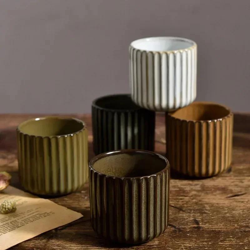 

1PC Japanese Style Retro Ceramic Tea Cup Porcelain Teacups Sake Cups Coffee Mug Wine Mug Water Mug Household Afternoon Teacup 180ml