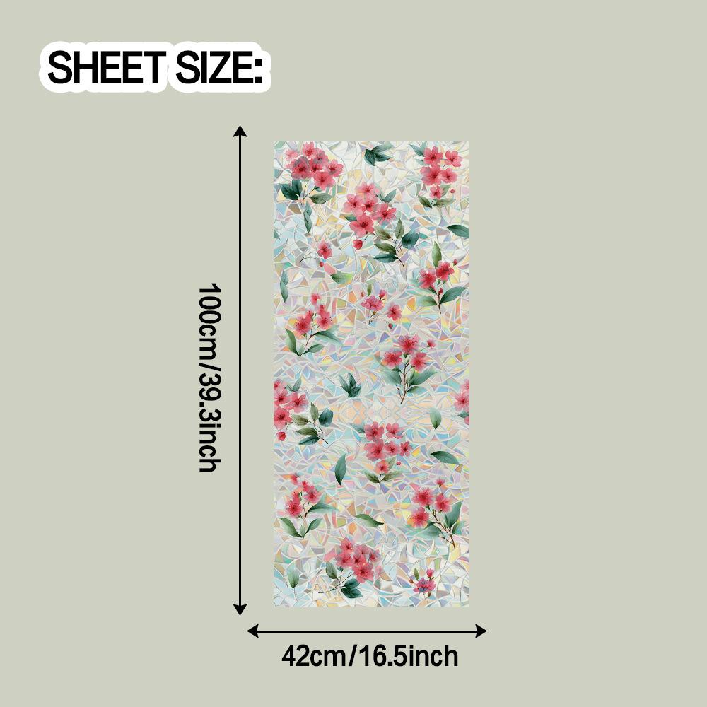 

Нежные цветочные и зеленые листья ветви Домашний декор Наклейки статической адгезии для стеклянных дверей и окон 42*100CM
