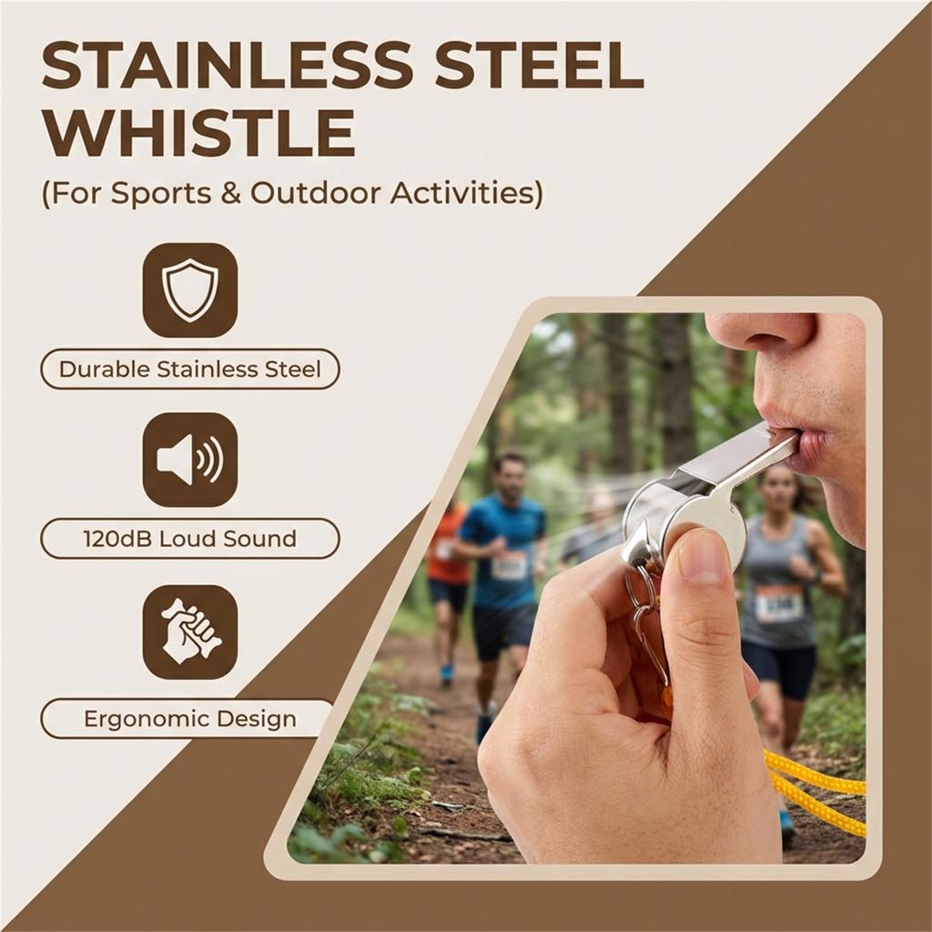 Stainless Steel Whistle for Sports and Outdoor Activities Durable High-Decibel Ergonomic Design Portable
