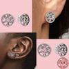 Sterling Tone Pendiente Sparkling Family Tree Stud Earrings Earrings Fit Earrings For Women Fine JewelryTrendy Stud