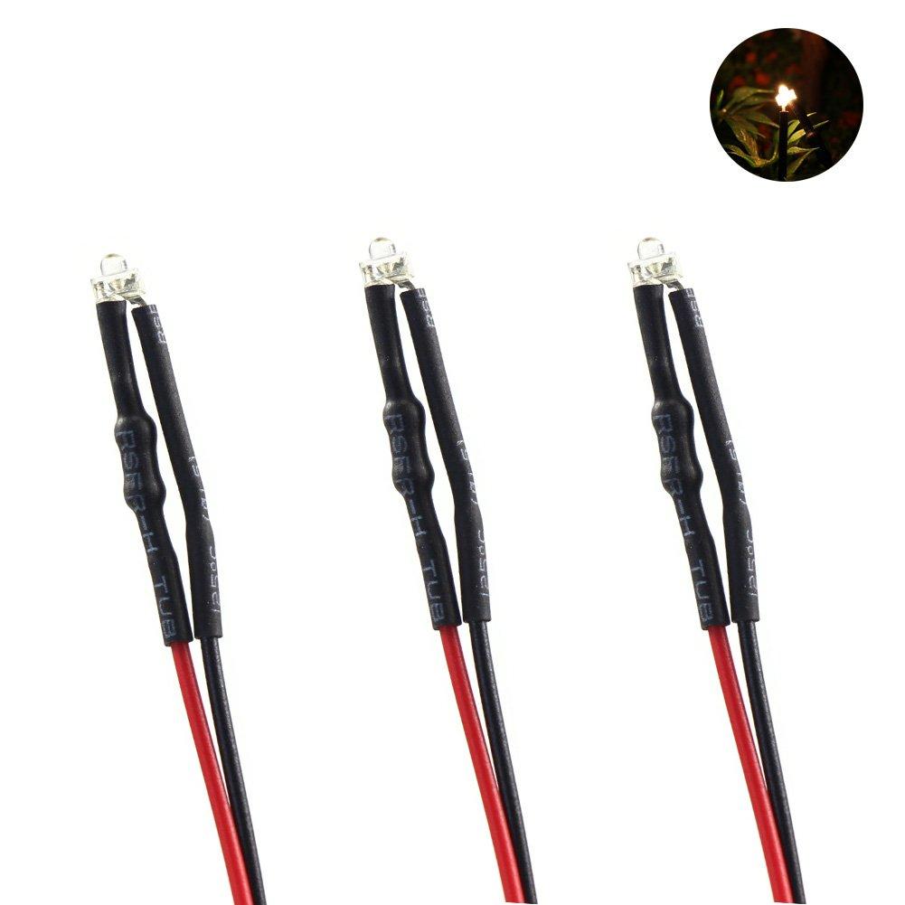 Warm White Chip LEDs with Wiring and Resistors for Diorama Model and More 20-Pack 1.8mm Lighting, Trains, Railways, Buildings,