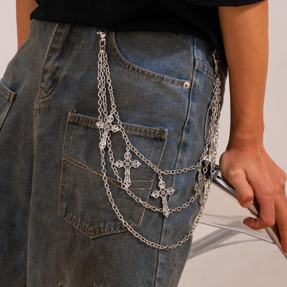 Tassel Punk Belt Chain Zinc Zinc Zinc Alloy Tassel Jeans Chain Retro Cross Waist Chain  Female