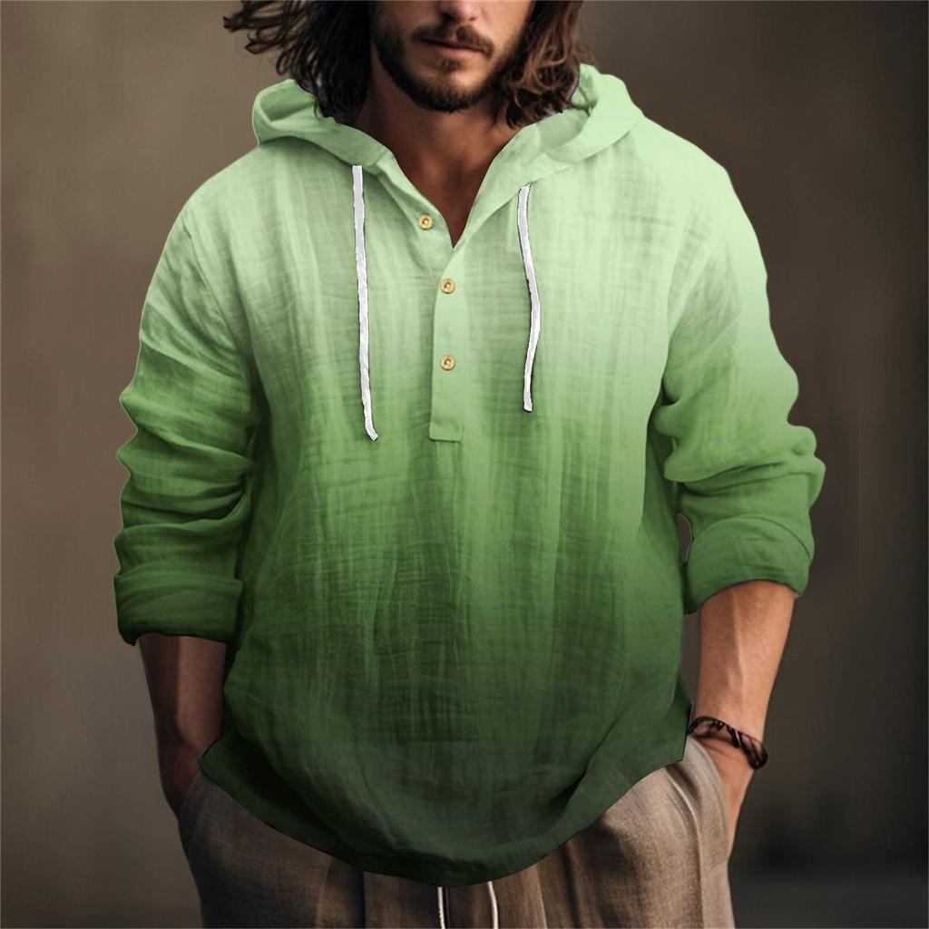 Mintás Férfi Pamut és Vászon Kapucnis Hosszú ujjú Kapucnis Tavaszi és Nyári Hétköznapi Napi Viselet