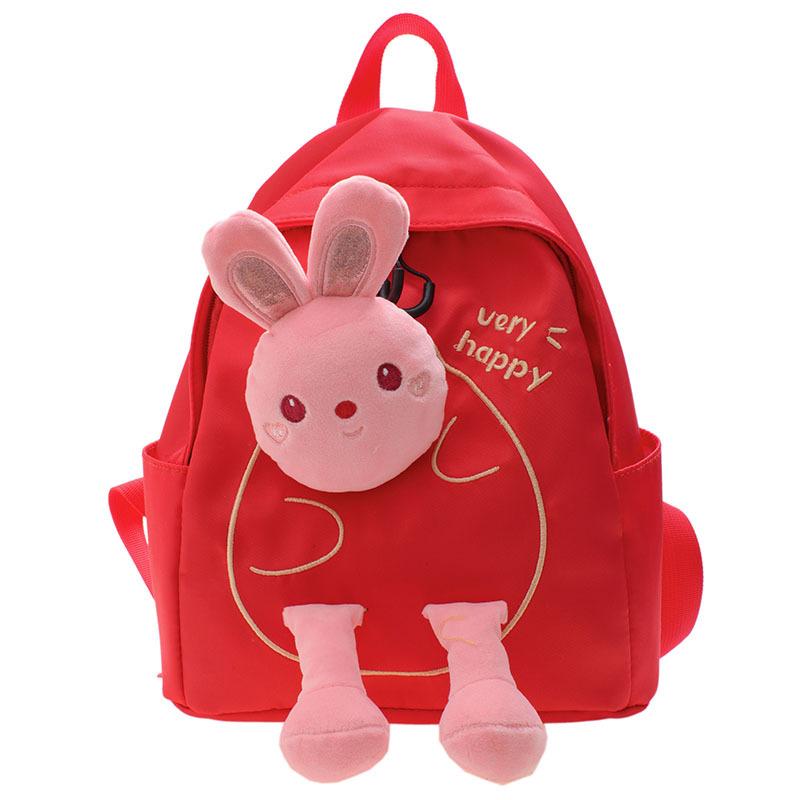 

Rabbit Cartoon Plush Backpack Nylon Texture High Capacity Suitable For Daily Use червоний