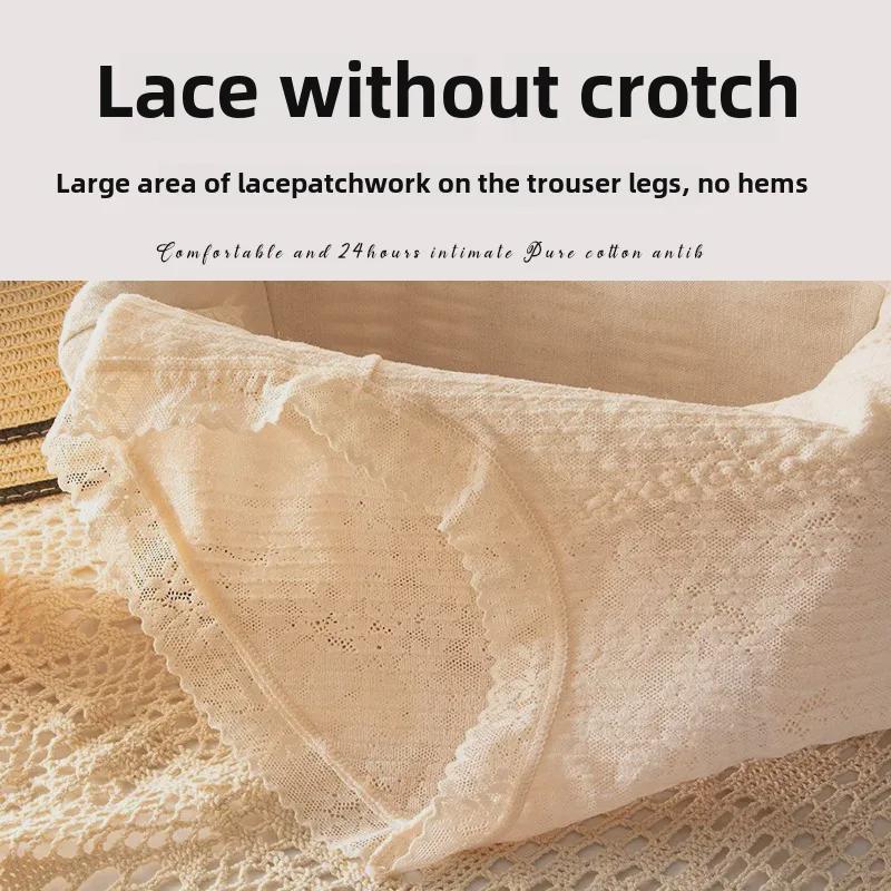 High Waist Lace Silk Panties for Women - Antibacterial, Breathable, Cotton Crotch, Sexy Large Size Briefs
