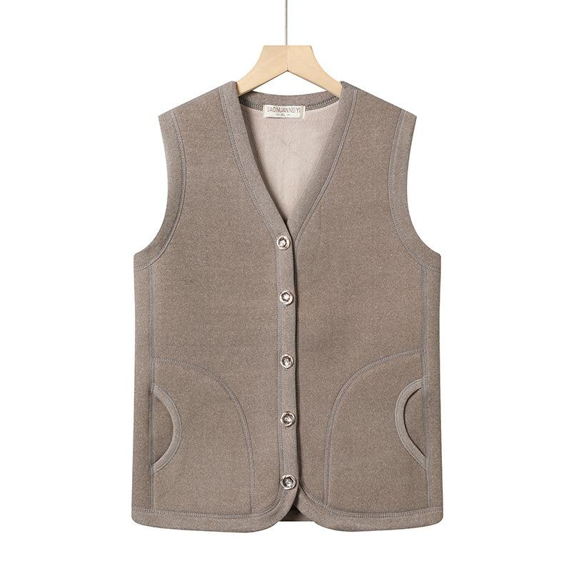 

Осенне-зимний жилет женский бархатный терможилет жилет год старый 0 упаковка немецкий бархатный жилет XL (recommended 80-50kg) верблюд