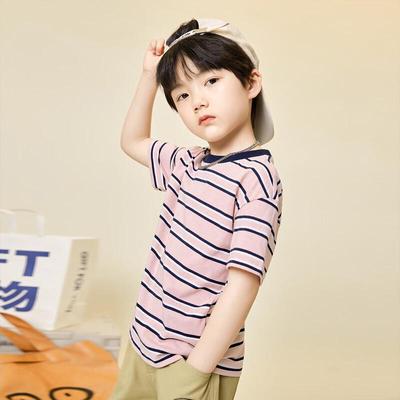 Boy's Color-Block Striped Short Sleeve T-Shirt