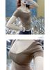 Korean Style Women’s Large U-Neck Backless Top – Short-Sleeved, Sexy, All-Match Nightclub Wear.