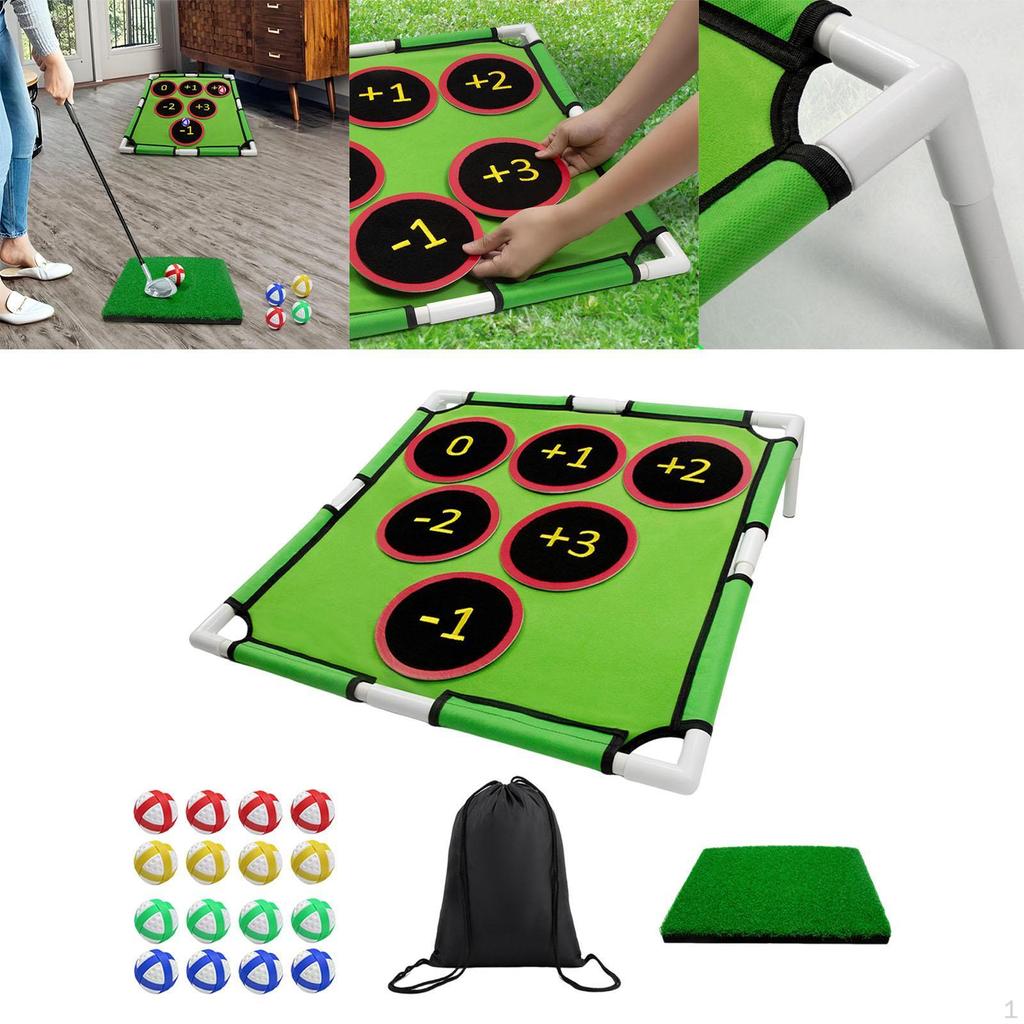 Golf Chipping Games Cornhole Game Casual Folding Mat Includes 16 Sticky Balls for