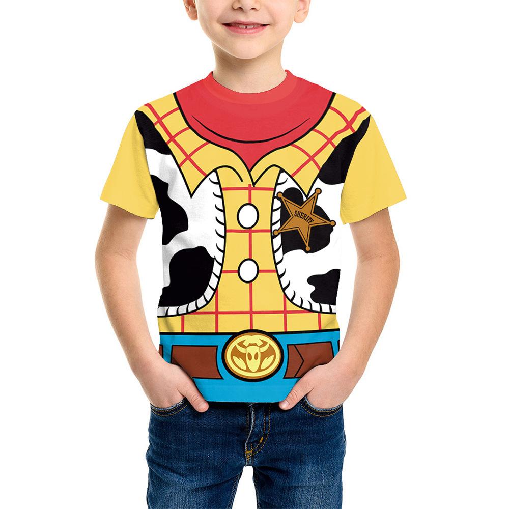 2026 Nuovo Toy Story Woody Cowboy T-shirt Stampata 3D per Bambini Cosplay Manica Corta Costume per Esibizioni sul Palco