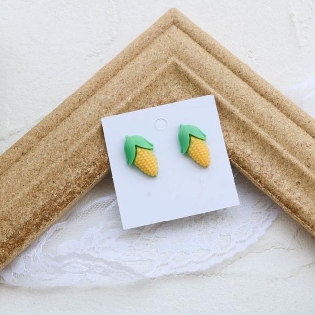 Cute Fruits Vegetable Resin Stud Earrings For Women Cute Summer Cherry Avocado Lemon Shaped Girl Ear Jewelry Gifts