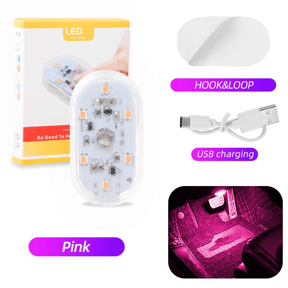 5V Car Interior Light Finger Touch Sensor Switch Auto Roof Ceiling Reading Lamp USB Charge LED Atmosphere Lights Open Car Door Warning Light 6 Color