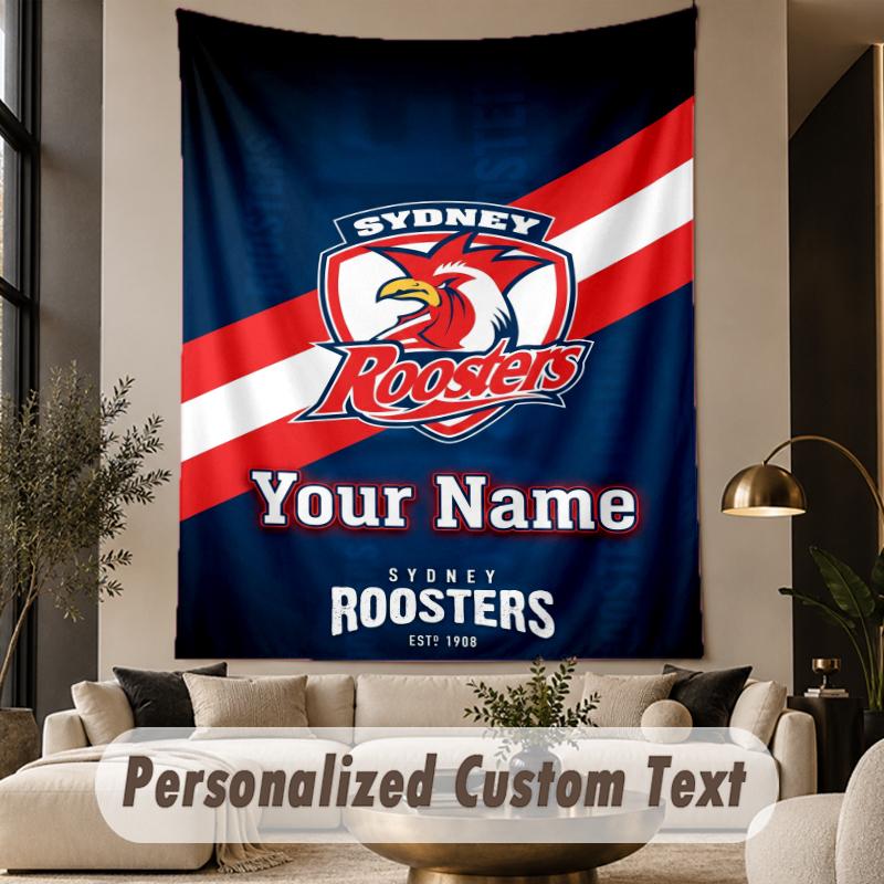 Custom Text Tapestry Sydney Roosters Print Wall Tapestry Indoor Living Room Wall Decor