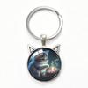 Yin Yang Double Cat Ear Gem Keychain - Trendy Unisex Alloy Accessory