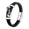 Multi-layer Bracelet Punk Stainless Steel Charm Magnetic Black Men's Leather Bracelets Skull Braided Bangles Jewelry Homme