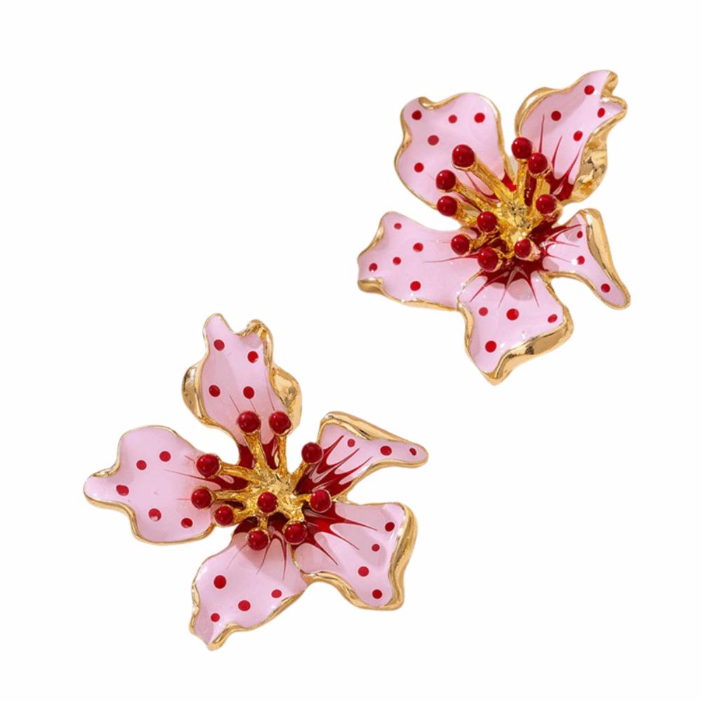 Retro Irregular Stud Earrings High-End Finish Enamel Flower Petal Earrings Vacation Travel