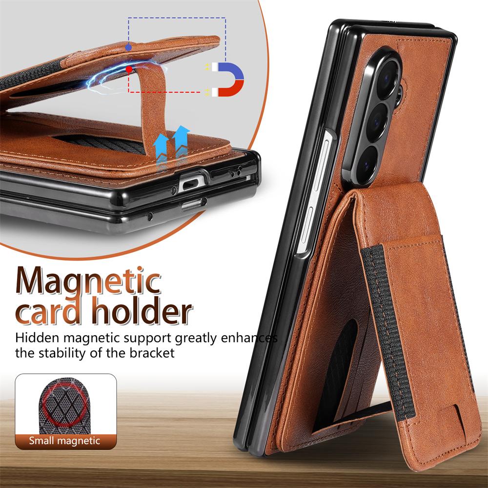 2-in-1 Detachable Leather Wallet Case For Samsung Galaxy Z Fold 7 6 5 4 with Stand Spring Hinge All-inclusive Protector Cover