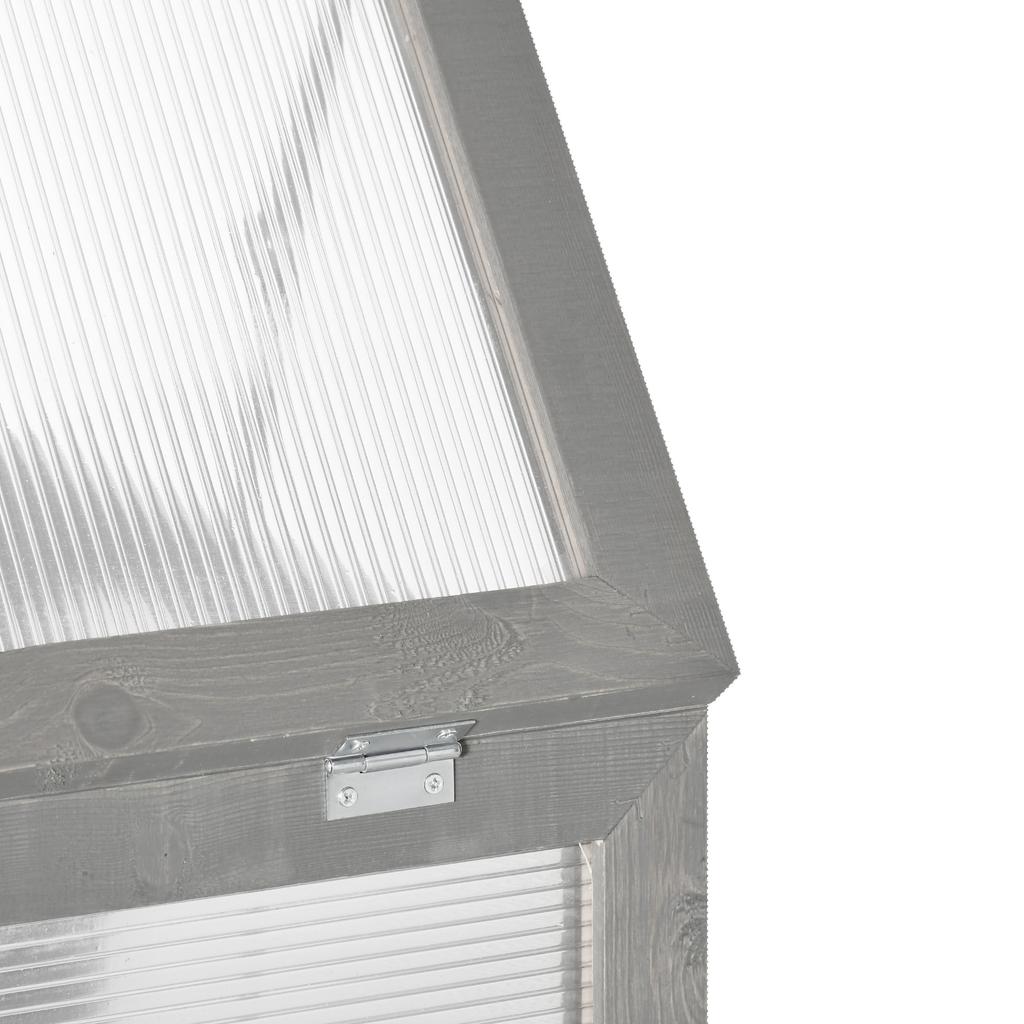 3-tier Wood Greenhouse Garden Polycarbonate Cold Frame Balcony Grow House W/ Storage Shelf for Plants, Flowers, Dark Grey