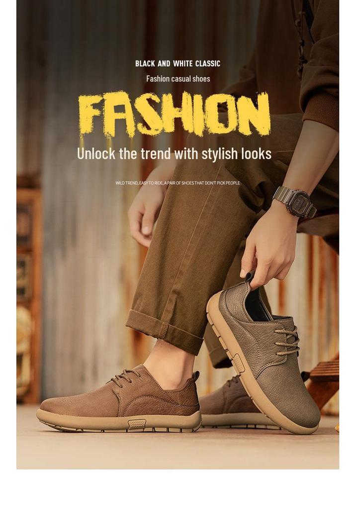 Men's 2025 Winter Retro Leather Casual Sports Shoes - Non-slip, Soft Sole, British Style Work Footwear