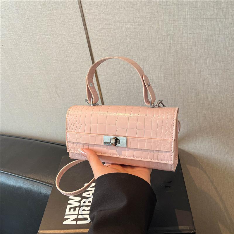 Korean Crocodile Pattern Women's Lock Buckle Crossbody Handheld Bag - 2026 Large Capacity & Stylish