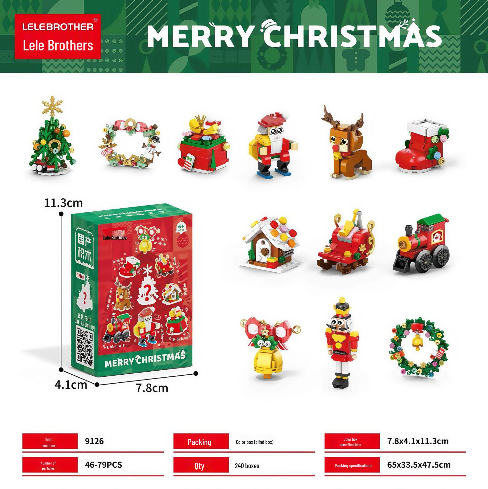 

Christmas Countdown Gift Set: Building Block Snowman, Santa, Reindeer Figures - Compatible with Lego